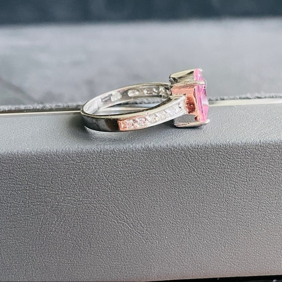 3CT PRINCESS CUT PINK QUARTZ CZ SOLITAIRE STERLING SILVER RING - Picture 6 of 10